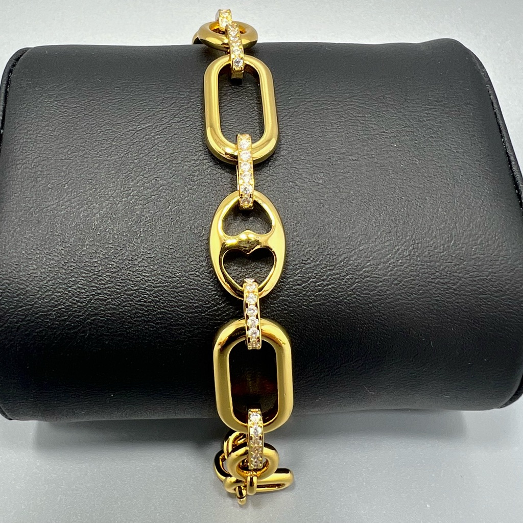 Womens Gold Tone Crystal Mounted Bracelet